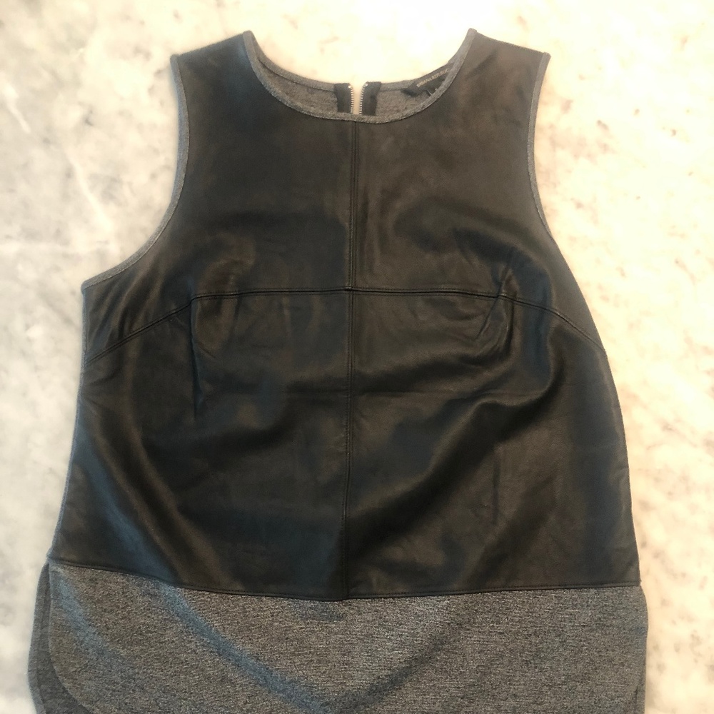 :: Faux Leather Vest with wool detail ::